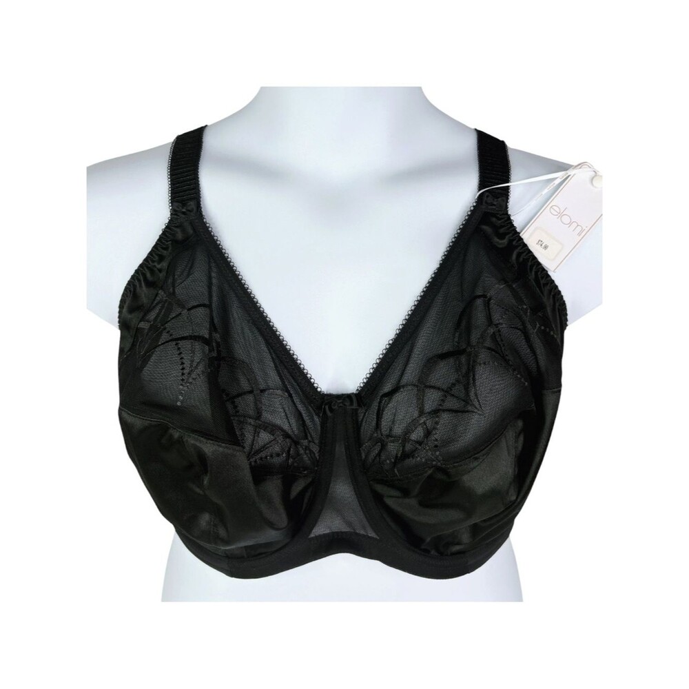 NWT Elomi Cate Underwire Bra sz 42I (US) / 42G (UK) * Black Unlined Mesh